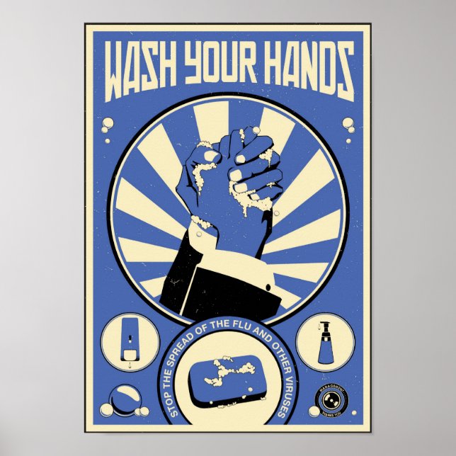 Office Propaganda: Wash your hands (blue) Poster (Front)