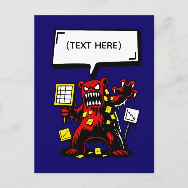 Office Rage Bear - Customisable Text Postcard (Front)