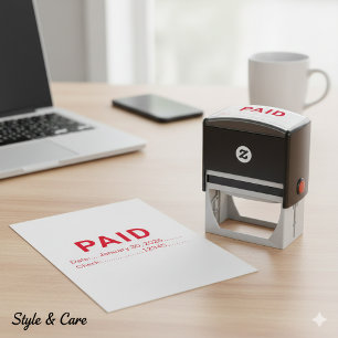 Office Ready Paid With Date And Check Self-inking Stamp