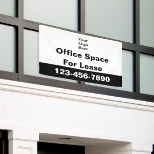 Office Space for Lease Business Logo Phone White Banner