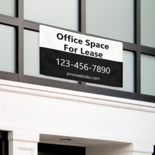 Office Space For Lease Phone Website Black & White Banner