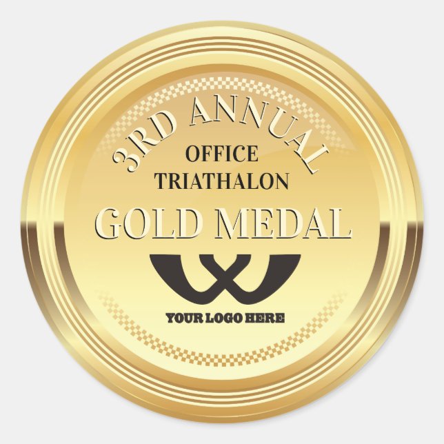 Office sports team building faux gold medal winner classic round sticker (Front)