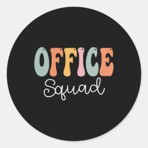 Office Squad Retro Groovy Vintage Happy First Day  Classic Round Sticker