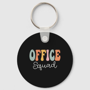 Office Squad Retro Groovy Vintage Happy First Day Key Ring