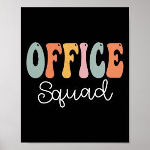 Office Squad Retro Groovy Vintage Happy First Day Poster