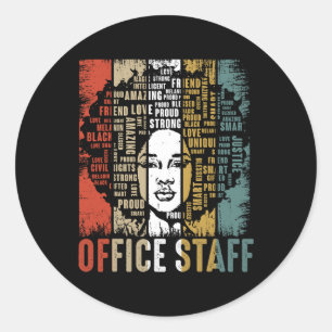 Office Staff Afro African American Women Black His Classic Round Sticker