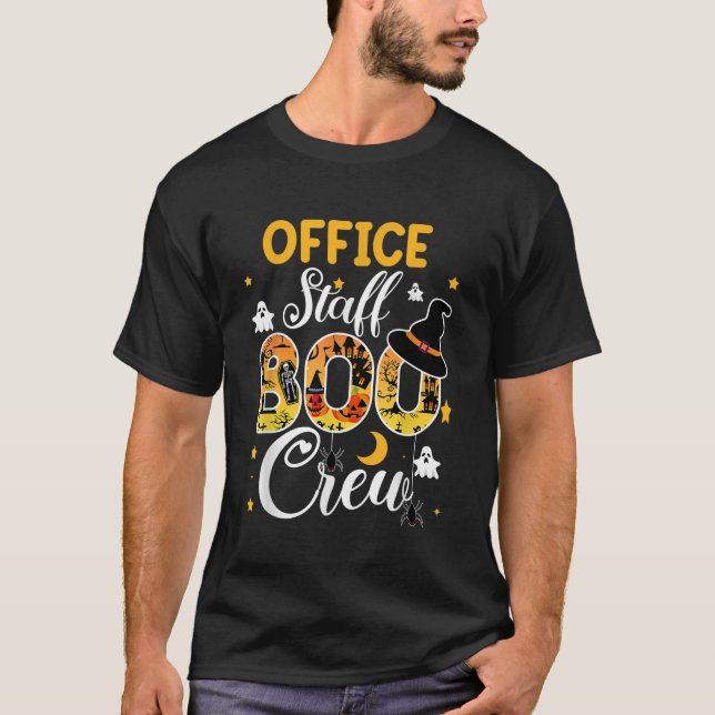 Office Staff Boo Crew Funny Halloween Matching Cos T-Shirt (Front)