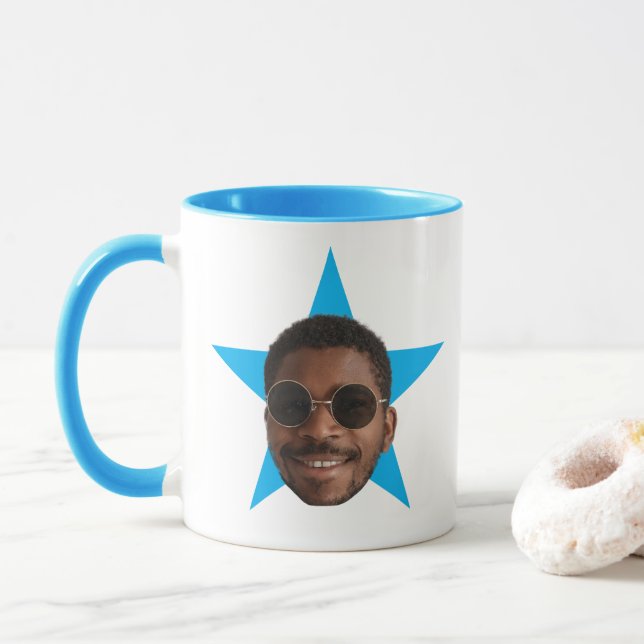 Office Star Mug, Office TV Show Mug, Face mug (With Donut)
