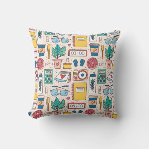 Office stationery. Seamless pattern, texture, back Cushion