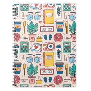 Office stationery. Seamless pattern, texture, back Notebook