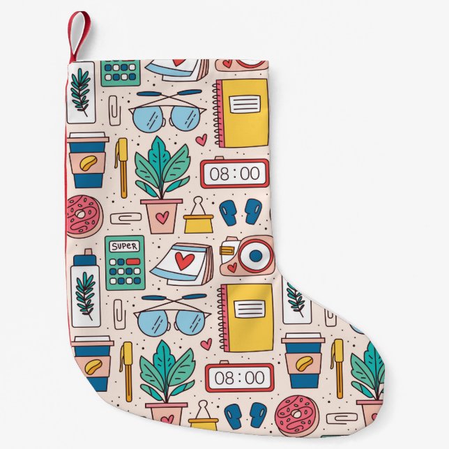 Office stationery. Seamless pattern, texture, back Small Christmas Stocking (Front)