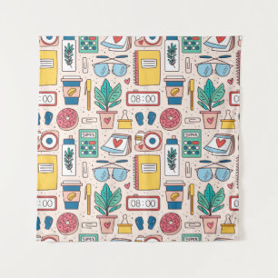 Office stationery. Seamless pattern, texture, back Tapestry