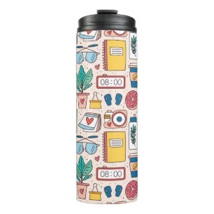 Office stationery. Seamless pattern, texture, back Thermal Tumbler