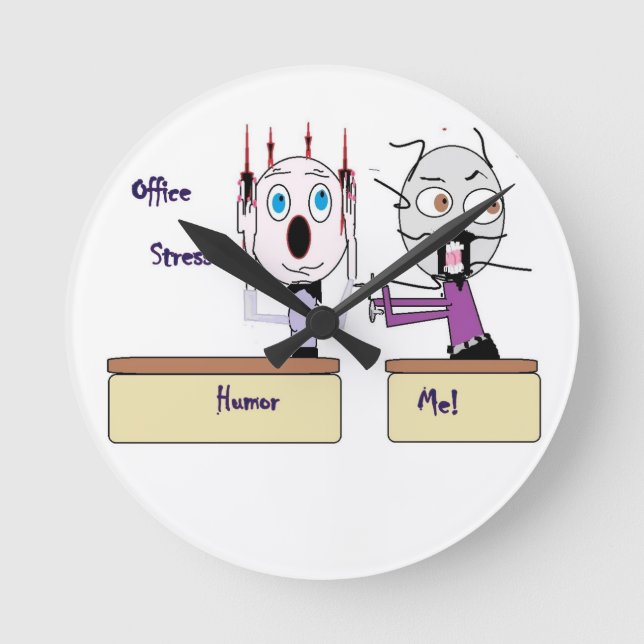 Office Stress Humor Wall Clock (Front)