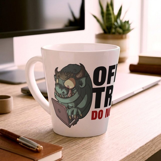 Office Troll Do Not Feed! Internet Troll Cartoon Latte Mug (Creator Uploaded)