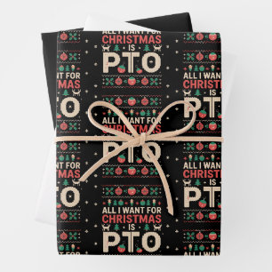 Office Ugly Christmas PTO Work Party Coworker Wrapping Paper Sheet