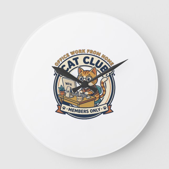 Office Work From Home Cat Cat Lover Gift - Office  Large Clock (Front)