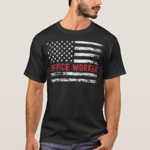 Office Worker USA Flag Profession Retro Job Title T-Shirt
