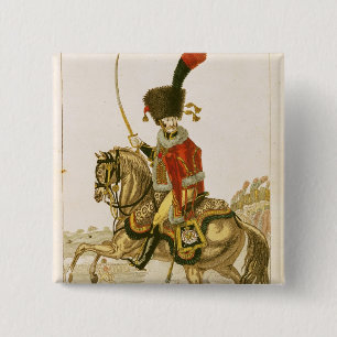 Officer of the Hussars of the Imperial Guard 15 Cm Square Badge
