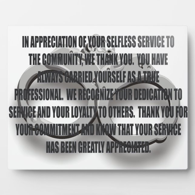 OFFICER RETIREMENT PLAQUE (Front)