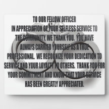OFFICER RETIREMENT PLAQUE