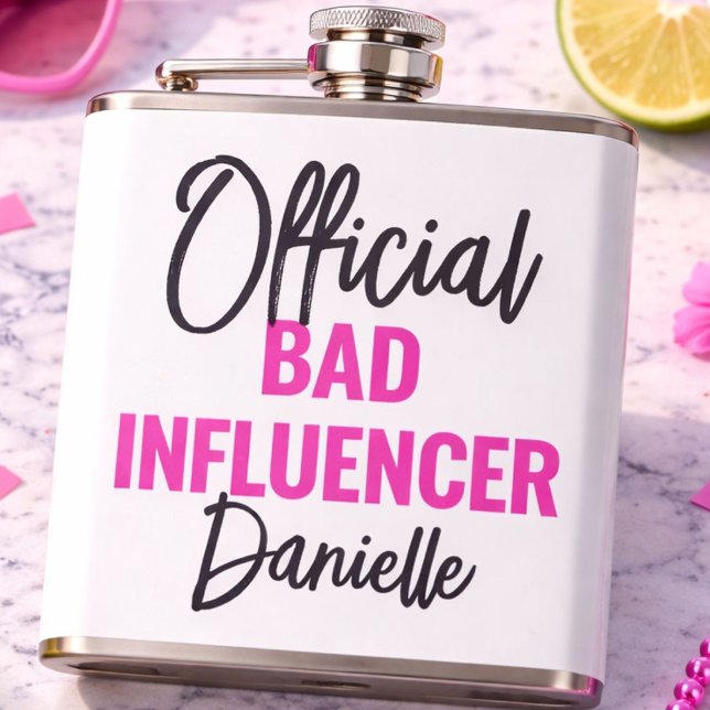 Official Bad Influencer Bachelorette Party Custom Hip Flask (Creator Uploaded)