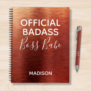 Official Badass Boss Babe Metallic Copper Name Notebook