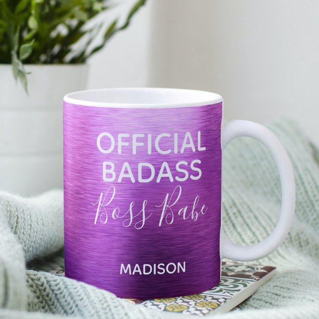 Official Badass Boss Babe Metallic Purple Name Coffee Mug (Creator Uploaded)