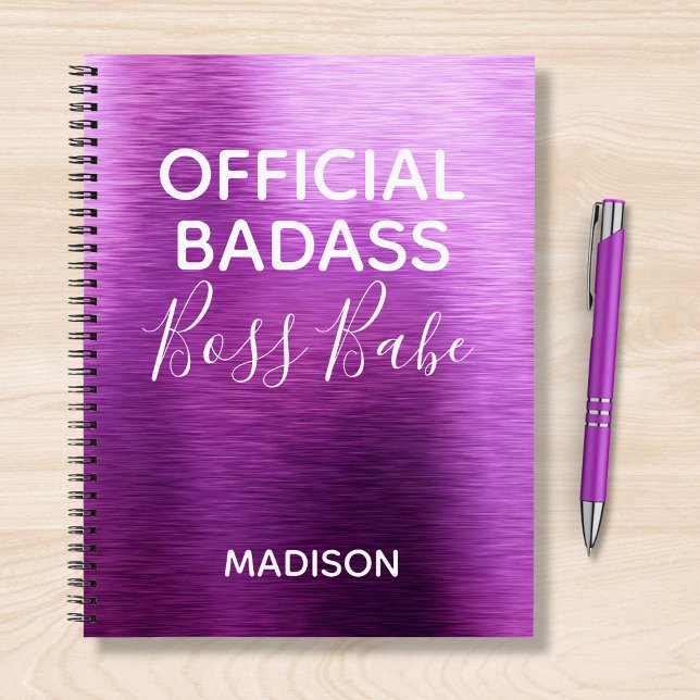 Official Badass Boss Babe Metallic Purple Name Notebook (Creator Uploaded)