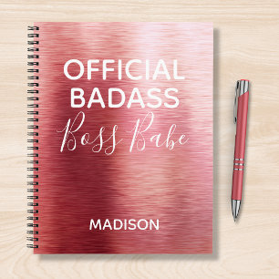 Official Badass Boss Babe Metallic Rose Gold Name Notebook