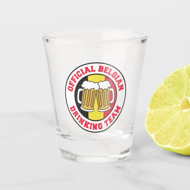 Official Belgian Drinking Team Shot Glass (Front)