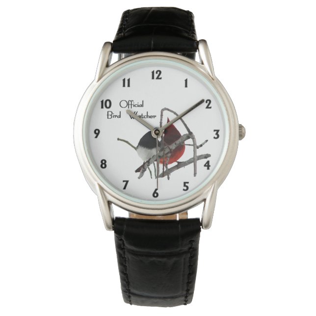 Official Bird Watcher Black Numbers Watch (Front)