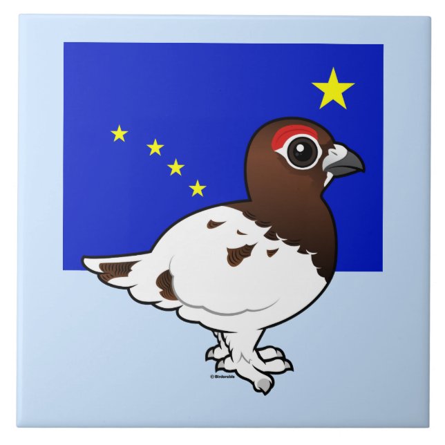 Official Birdorable of Alaska: Willow Ptarmigan Ceramic Tile (Front)