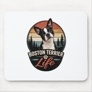 Official Boston Terrier Life Logo Mouse Pad