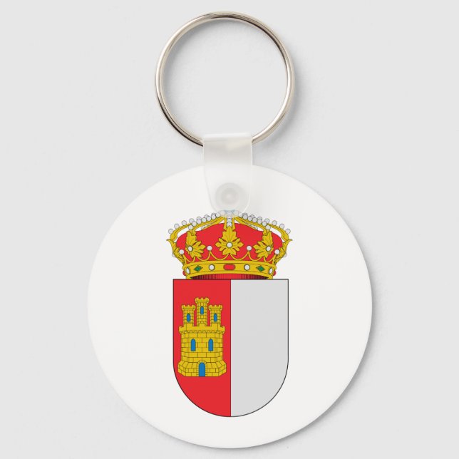 Official Castile-La Mancha Spain Coat Arms Symbol Key Ring (Front)