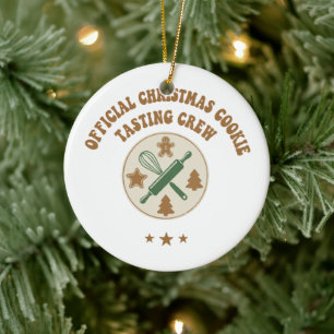 Official Christmas Cookie Tasting Crew Retro Ceramic Ornament