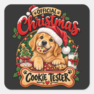 Official Christmas Cookie Tester Golden Retriever  Square Sticker