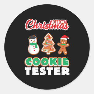 Official Christmas Cookie Tester T Shirt Xmas Cute Classic Round Sticker