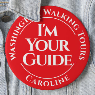 Official City Tour Guide Badge Button