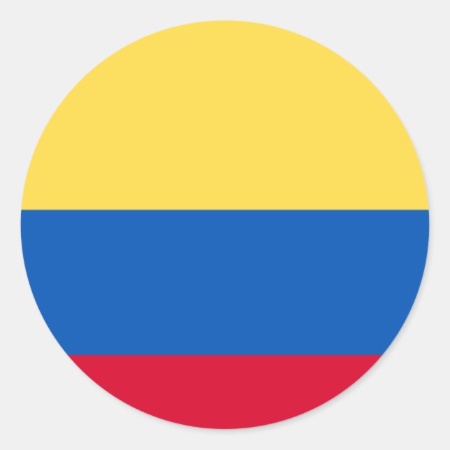 OFFICIAL COLOMBIA (1) FLAG CIRCULAR CLASSIC ROUND STICKER (Front)