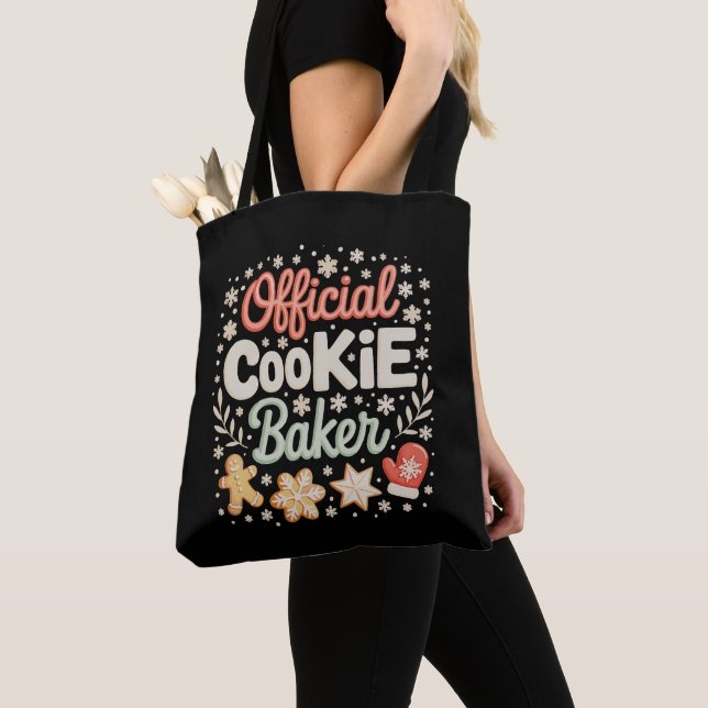 Official Cookie Baker Christmas Xmas Family Baking Tote Bag (Close Up)