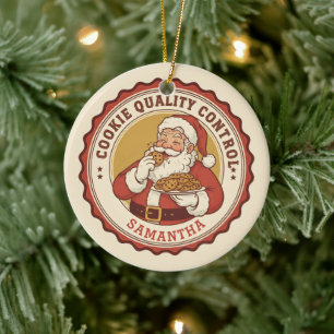 Official Cookie Quality Control Funny Christmas Ceramic Ornament