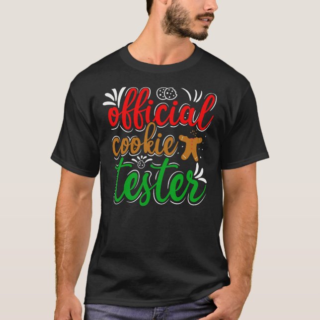 Official Cookie Tester – Cute Christmas Baking Tee (Front)