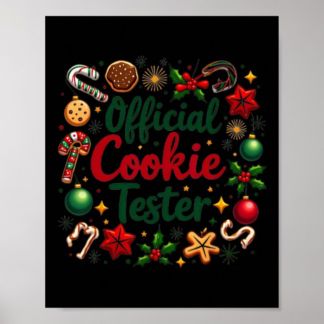 Official Cookie Tester Funny Christmas Couples Mat Poster (Front)