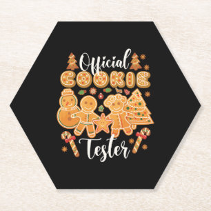 Official Cookie Tester Gingerbread Christmas Baker Paper Coaster