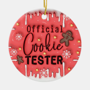 "Official Cookie Tester Red Ornament" Ceramic Ornament