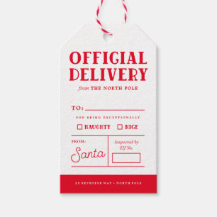 Official Delivery North Pole Holiday Gift Tags