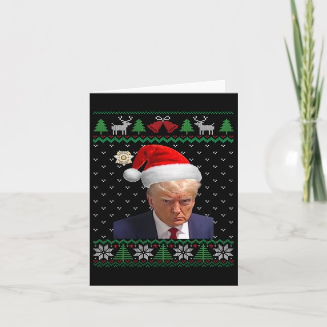 Official Donald Trump Mug Shot Ugly Christmas  Card (Front)