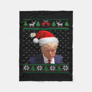 Official Donald Trump Mug Shot Ugly Christmas Fleece Blanket