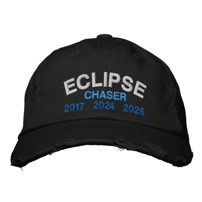 Official Eclipse Chaser Fun Saying Black Embroidered Hat (Front)